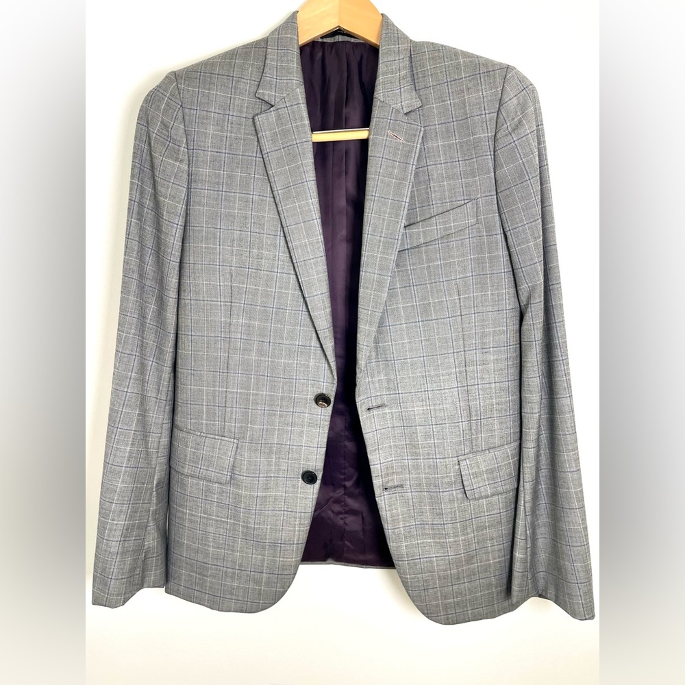 Paul Smith grey plaid wool suit 38R soho fit